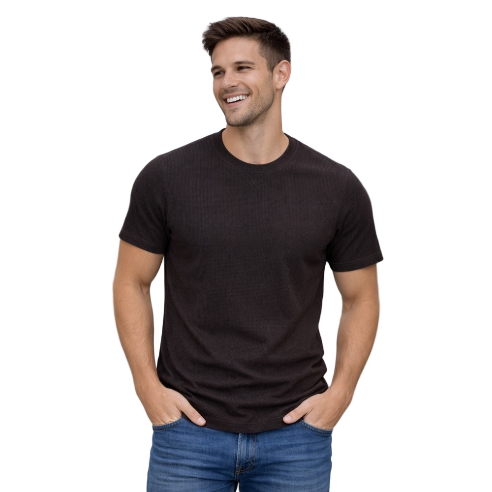 Crisp Classic Dark Brown Short Sleeve Thermal Tee Shirt